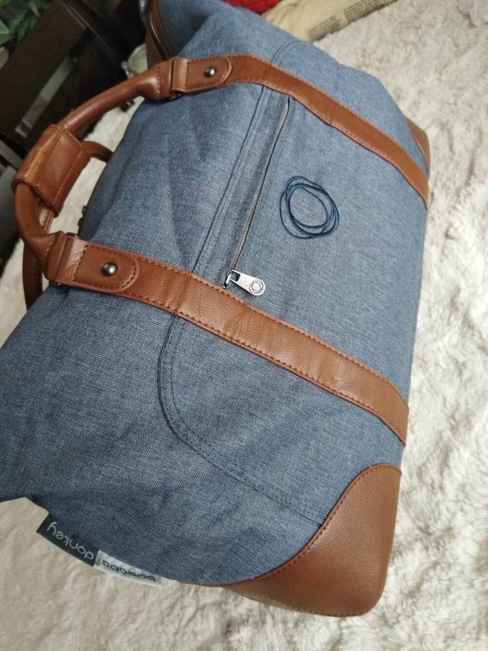 Bugaboo Donkey Diaper Bag / Side Luggage - Denim & Brown Leather
